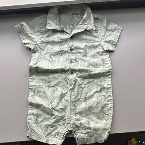 Carter's Light Mint Green Striped Short-Sleeve One-Piece